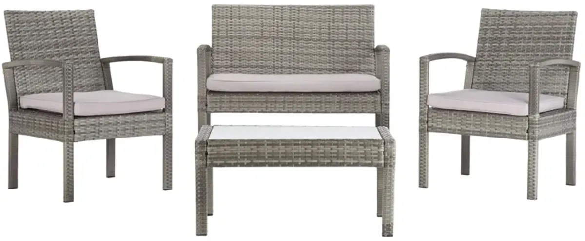 Duke 4-pc. Patio Set in Natrual / Aqua by Safavieh