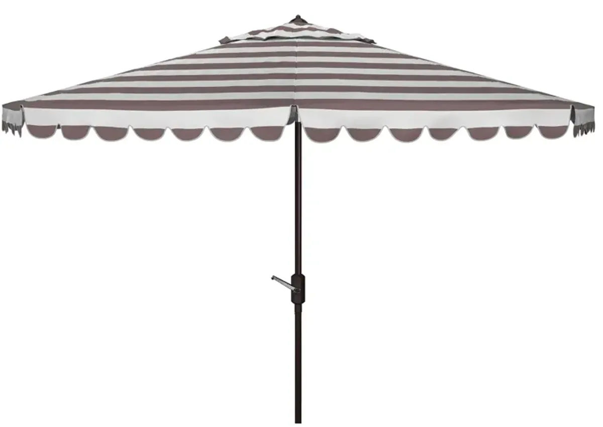 Lavinia 11 ft Rnd Crank Umbrella in Gray / White by Safavieh