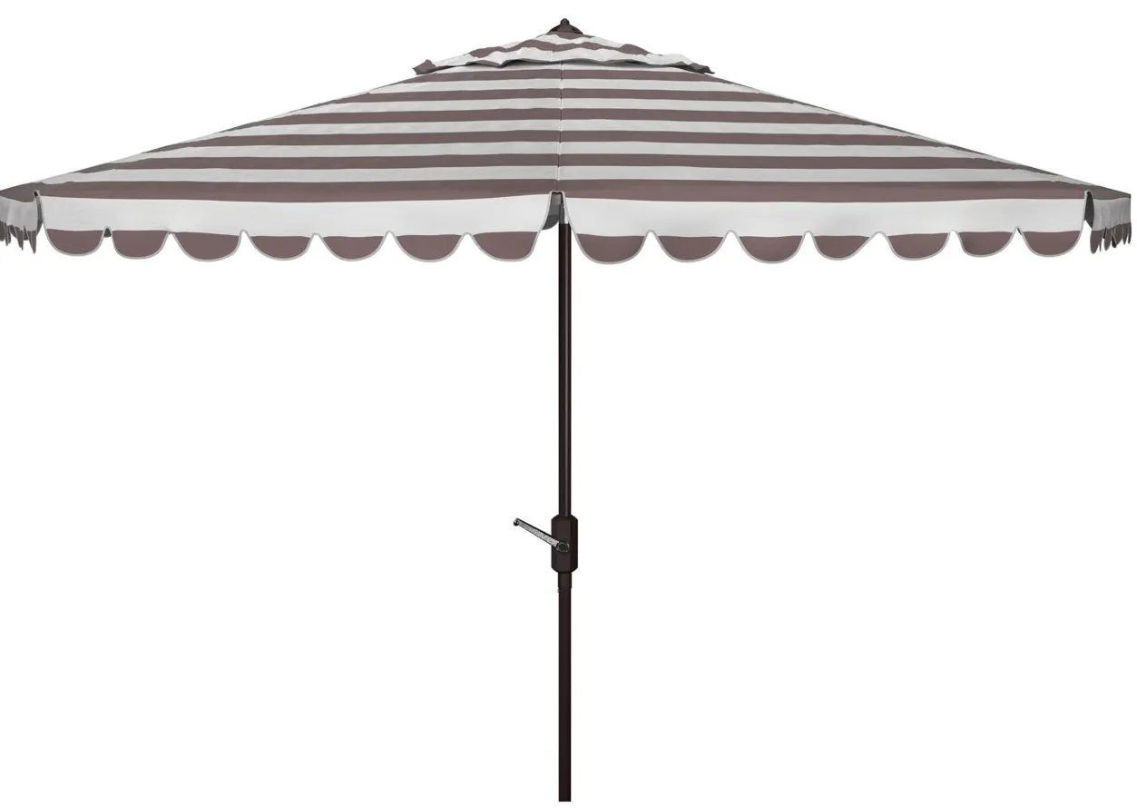 Lavinia 11 ft Rnd Crank Umbrella in Beige / White by Safavieh