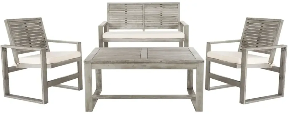 Lia 4-pc. Patio Set in Natural / White by Safavieh