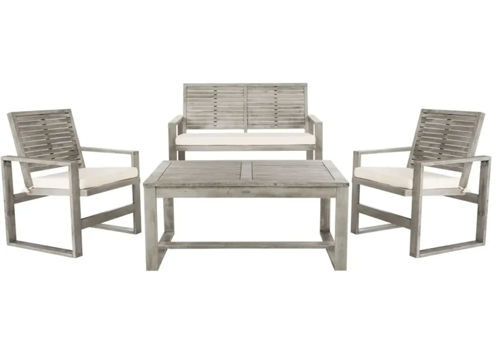 Lia 4-pc. Patio Set in Natural / White by Safavieh