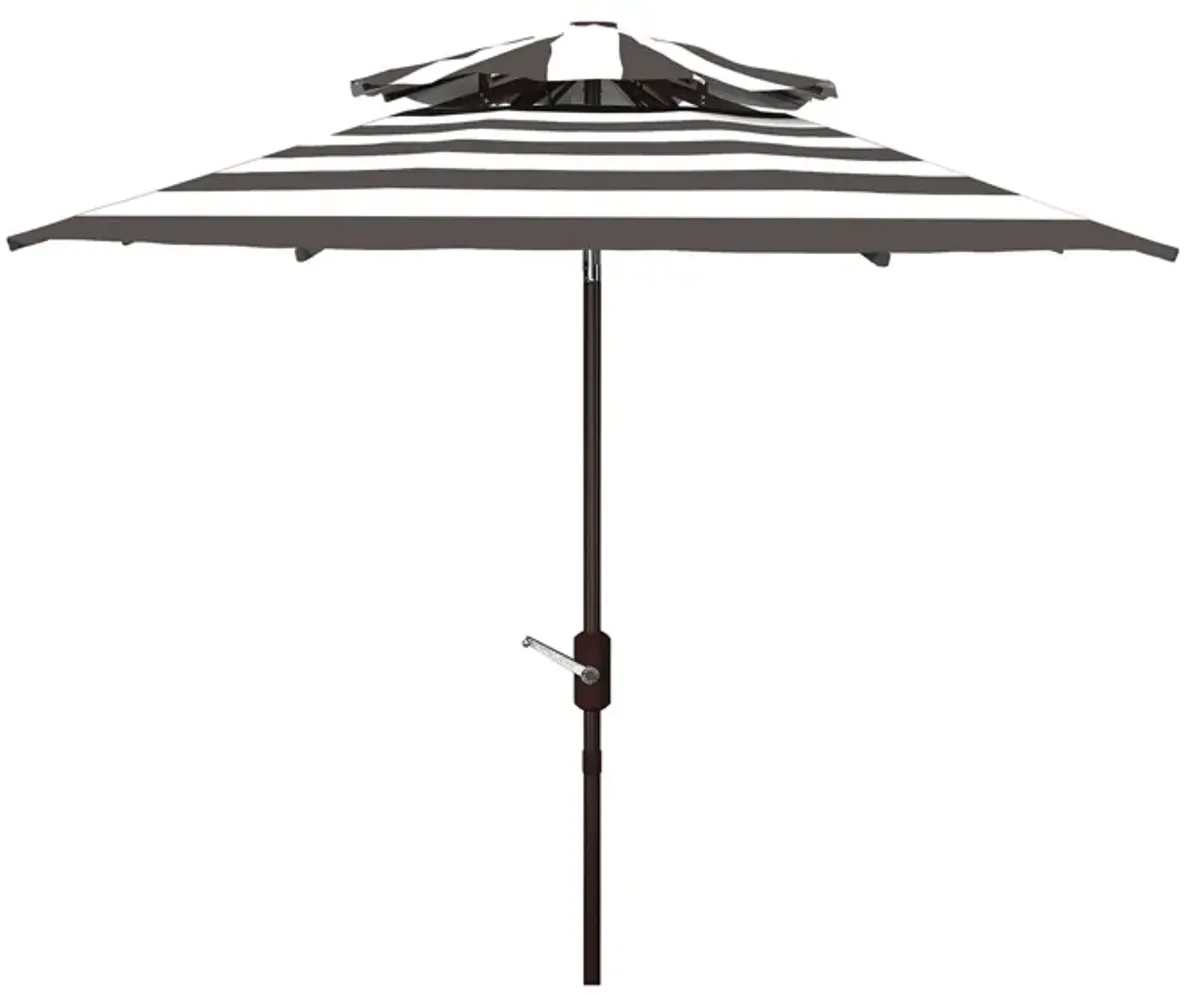 Marcie Fashion Line 9 ft Double Top Umbrella in Black / Beige by Safavieh