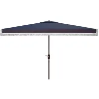 Murphy Fringe 6.5 X 10 ft Rect Crank Umbrella in Navy by Safavieh