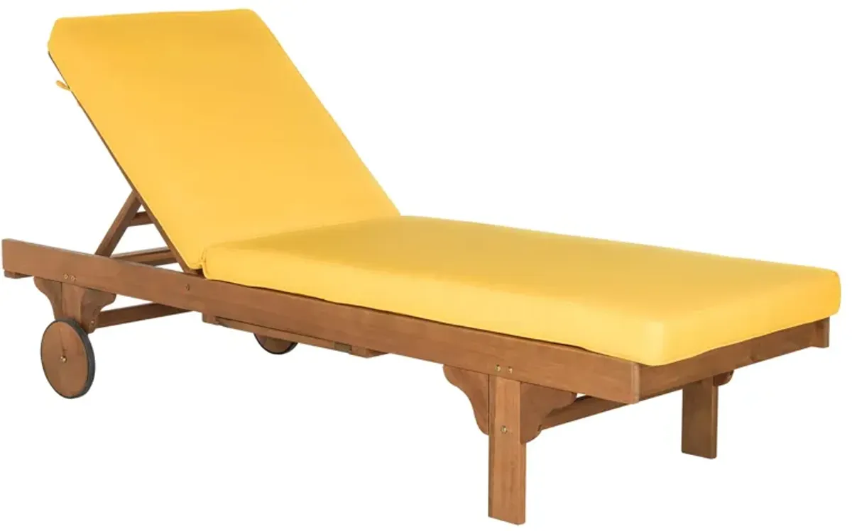 Newport Reclining Chaise Lounge w/ Side Table in Yellow by Safavieh