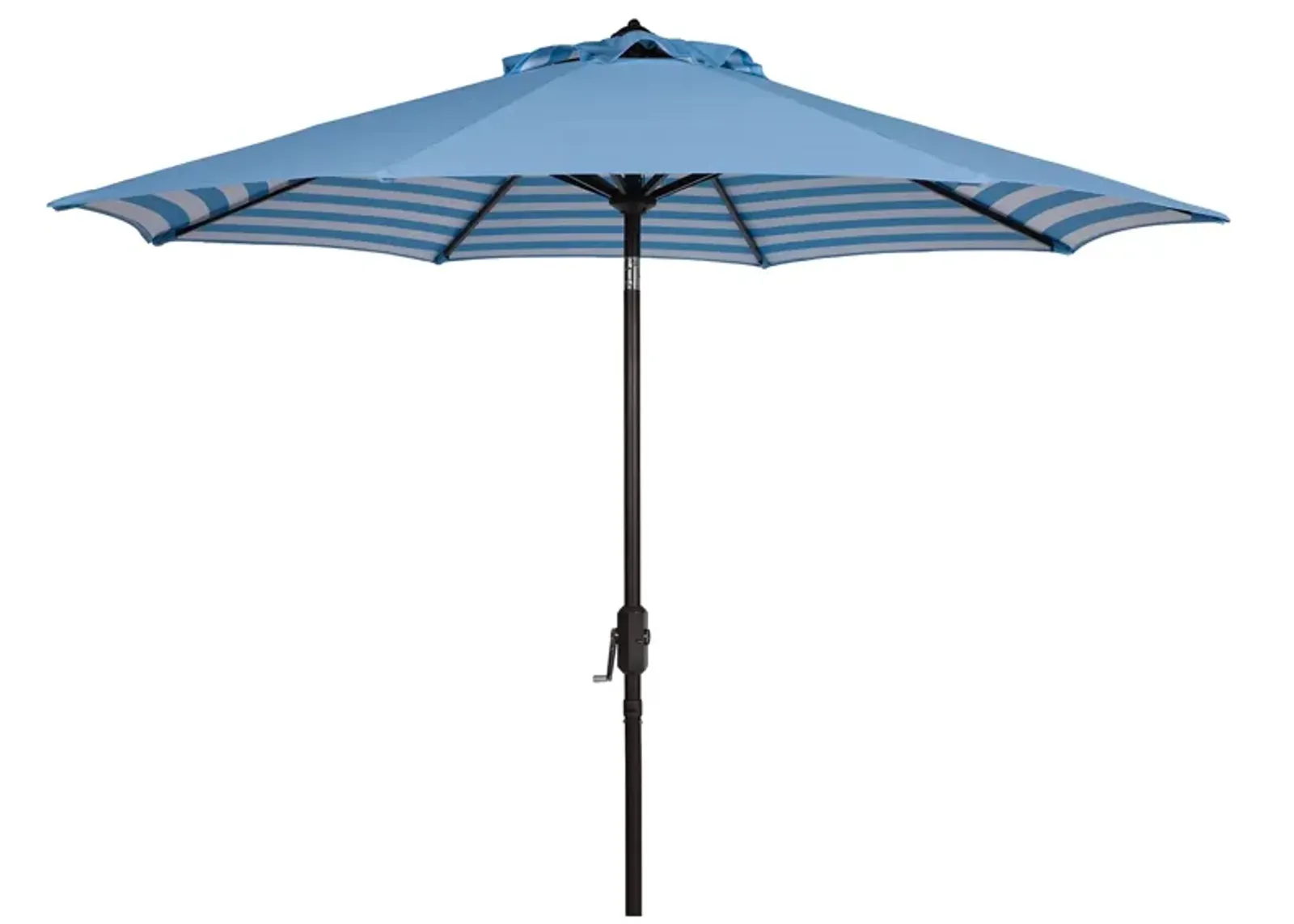 Shay Inside Out Striped 9 ft Crank Outdoor Auto Tilt Umbrella in Navy, White, & Natural by Safavieh