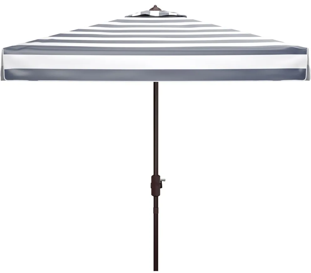 Torin Fashion Line 7.5 ft Square Umbrella in Natural / White / Navy by Safavieh