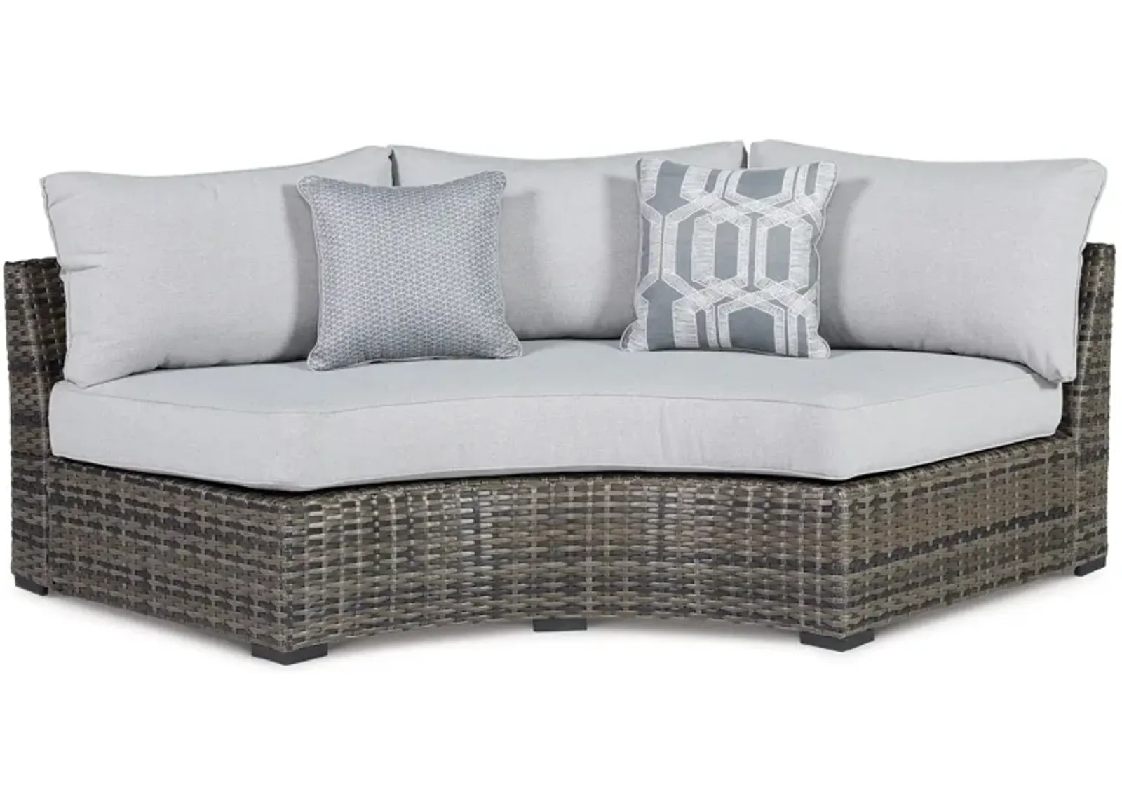 Harbor Court Curved Loveseat with Cushion in Gray by Ashley Furniture