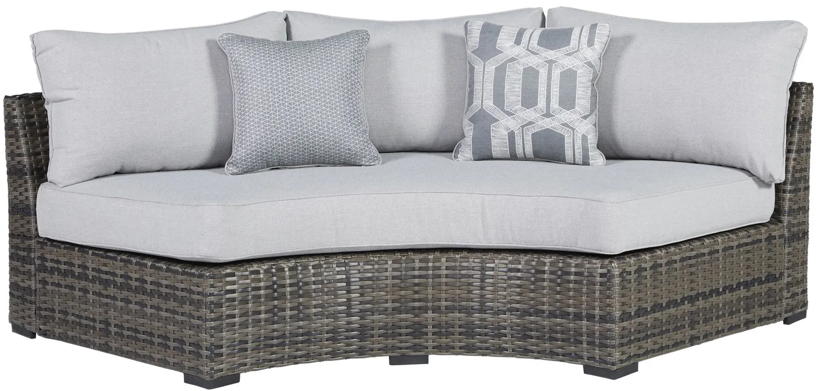 Harbor Court Curved Loveseat with Cushion in Gray by Ashley Furniture