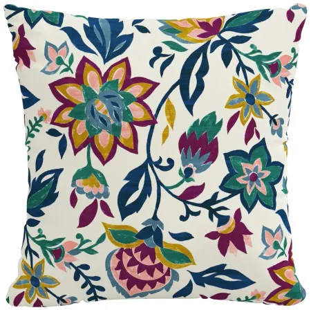 20" Outdoor Floral Jewel Pillow in Folk Floral Jewel by Skyline