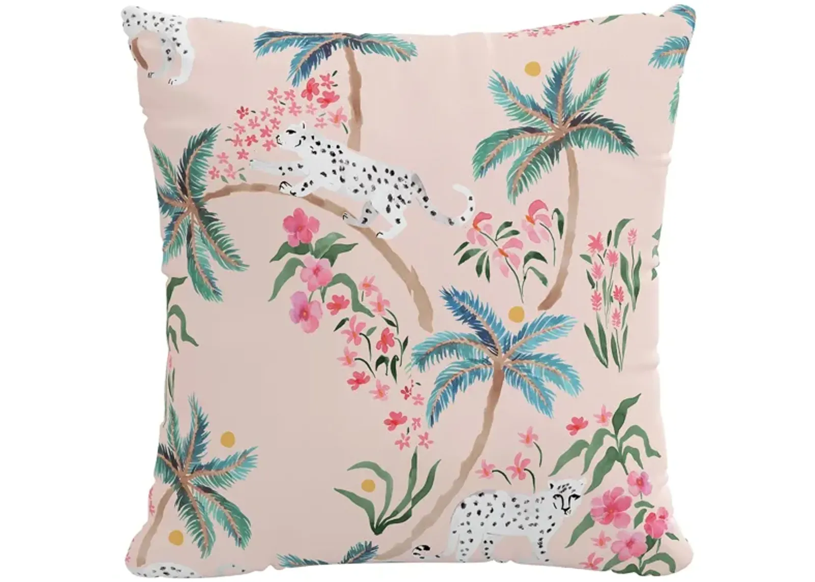 18" Outdoor Palm Leopard Pillow in Palm Leopard Blush by Skyline