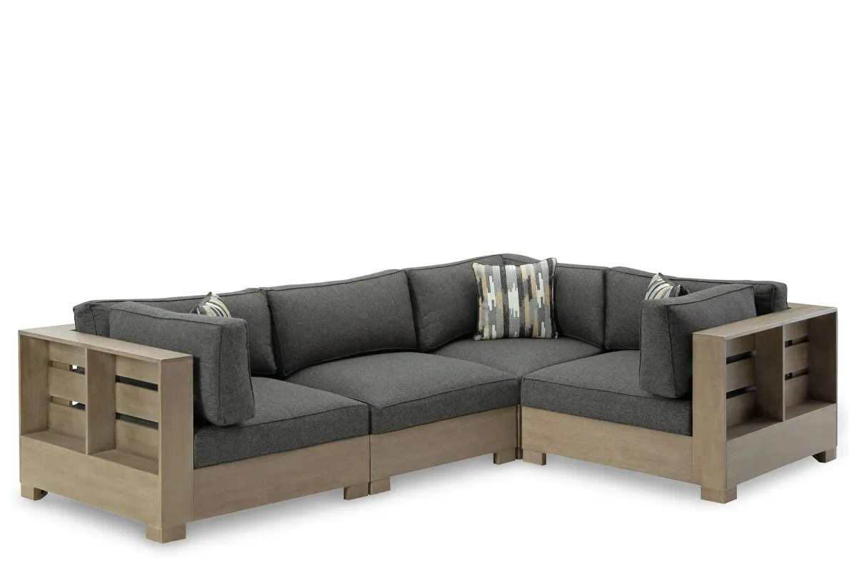 Citrine Park 4-Pc. Outdoor Sectional in Dark Gray/Beige by Ashley Furniture