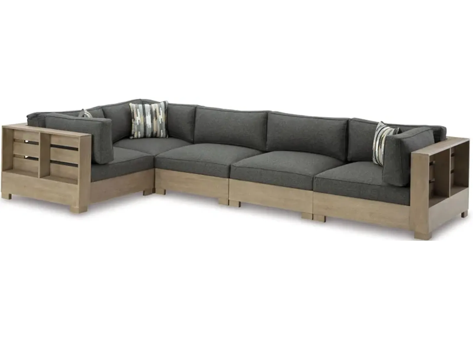 Citrine Park 5-Pc. Outdoor Sectional in Dark Gray/Beige by Ashley Furniture