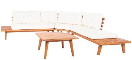 Karine 3-pc. Outdoor Sectional Set in Light Brown/Brown/Silver by Safavieh