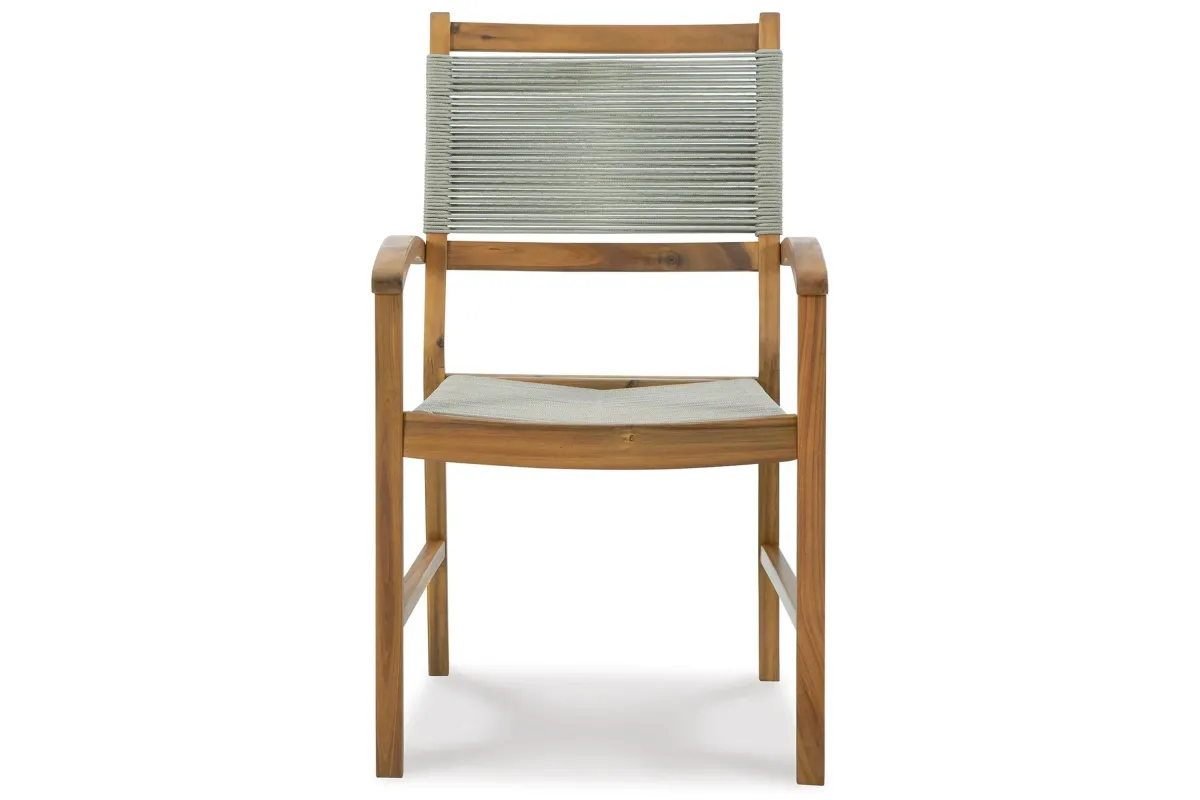 Janiyah Outdoor Dining Chair (Set of 2) in Light Brown by Ashley Furniture