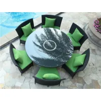 Nightingdale 7-pc Outdoor Dining Set in Green and Black by Manhattan Comfort