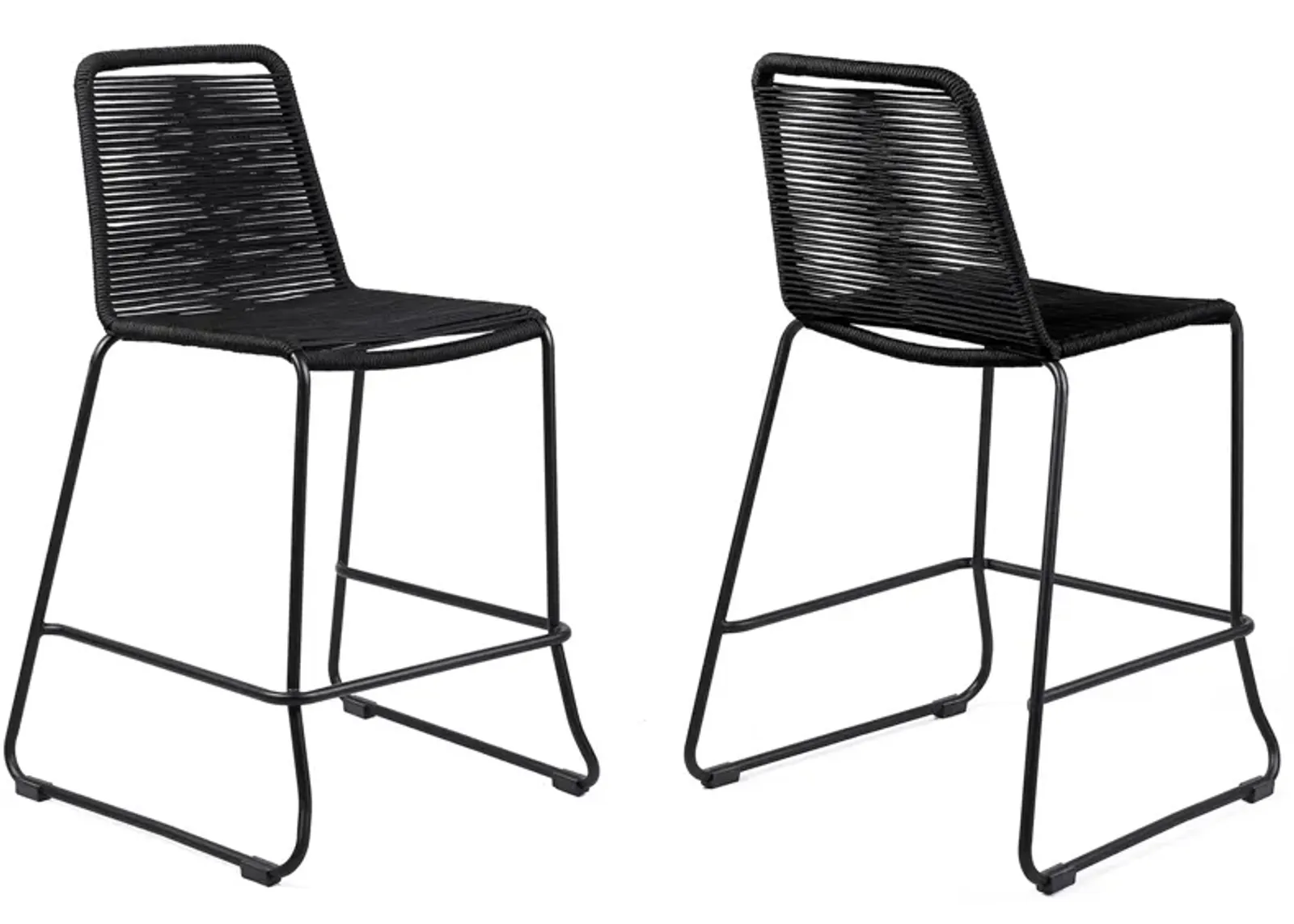 Shasta Outdoor Counter Stool in Black Rope by Armen Living