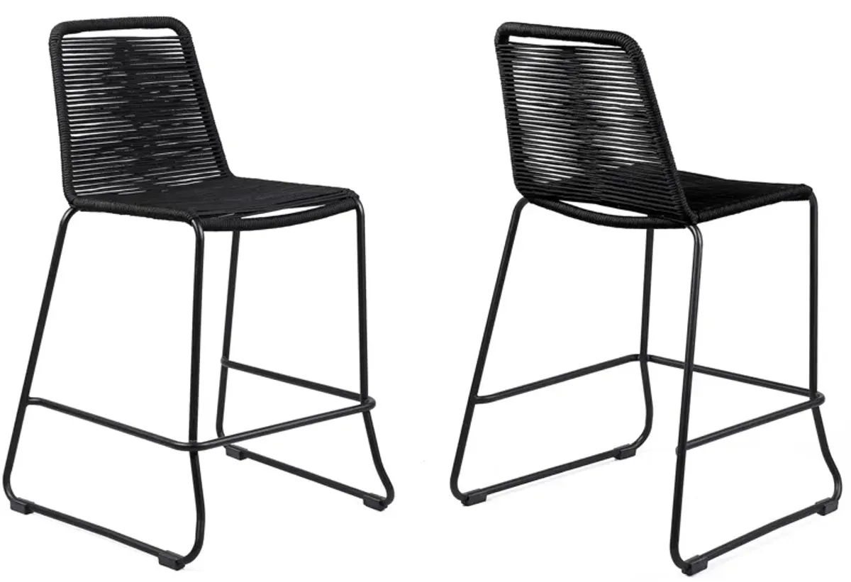 Shasta Outdoor Counter Stool in Black Rope by Armen Living