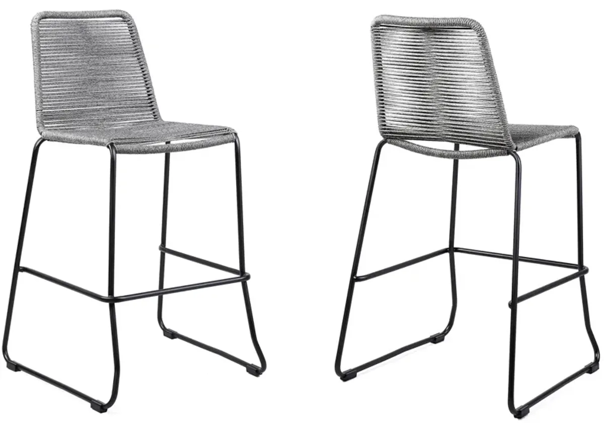 Shasta Outdoor Barstool in Shades of Gray Rope by Armen Living