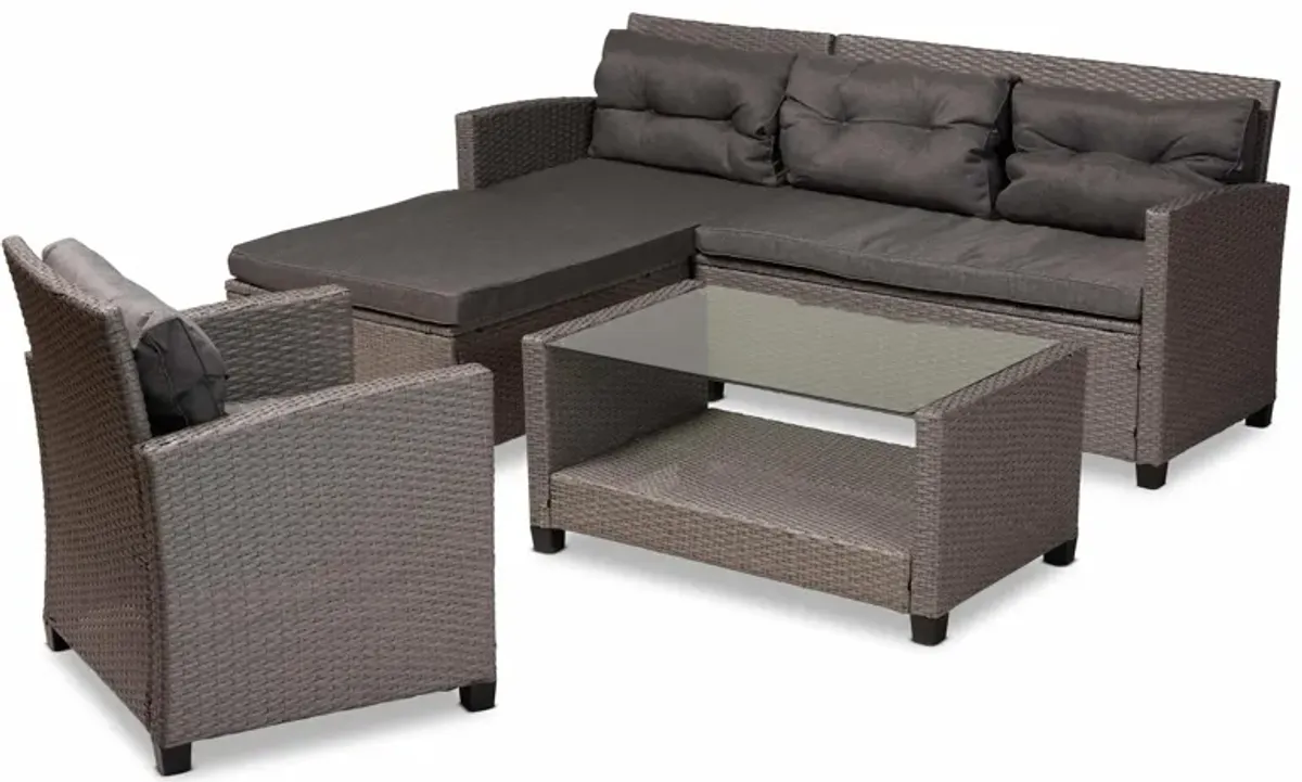 Darian 4-pc. Outdoor Patio Set in Taupe/White by Wholesale Interiors