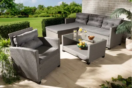 Darian 4-Piece Outdoor Patio Set in Taupe/White by Wholesale Interiors