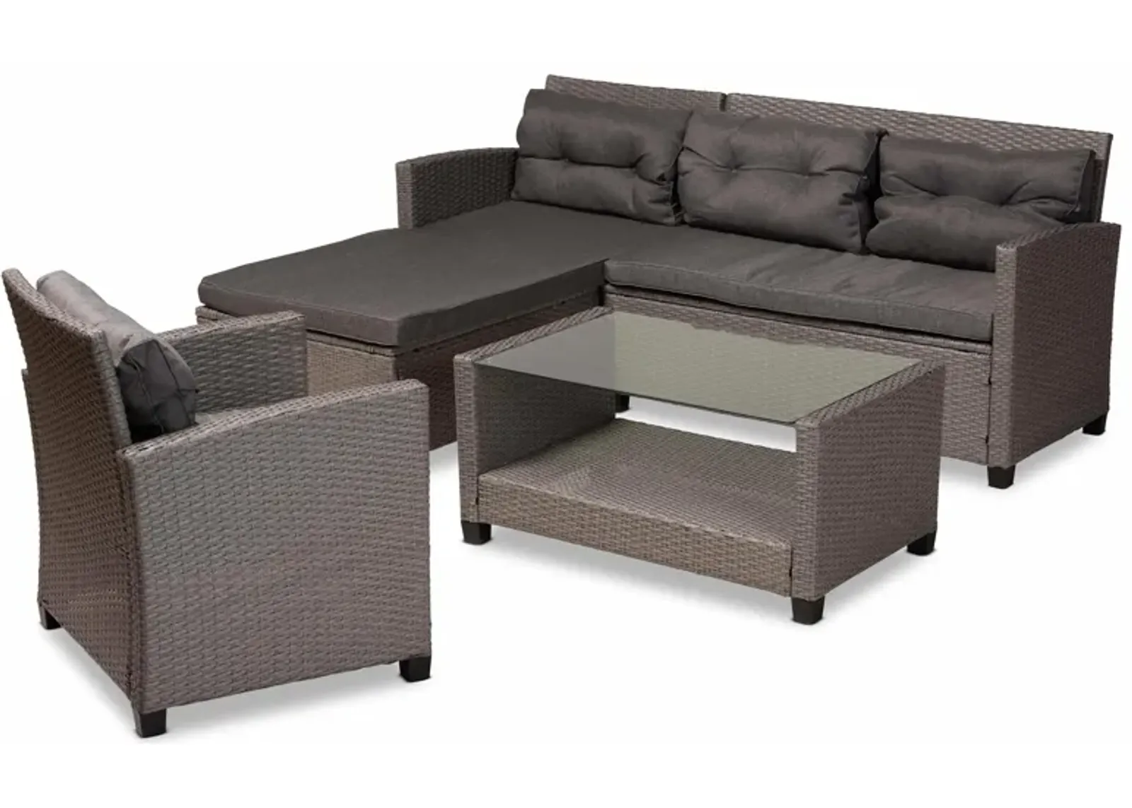 Darian 4-pc. Outdoor Patio Set in Taupe/White by Wholesale Interiors