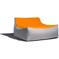 Veridiana Outdoor Bean Bag Loveseat / Modern Patio Sofa in Tangerine/Granite by Foam Labs