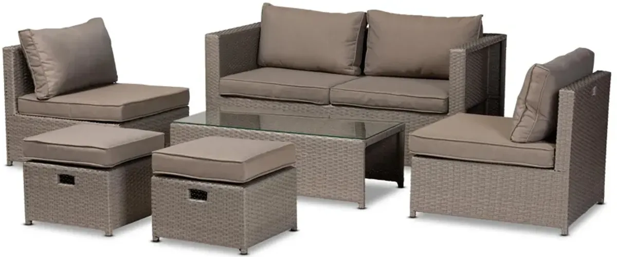 Haina 6-pc. Outdoor Patio Set in Black by Wholesale Interiors