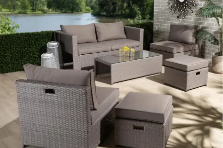 Haina 6-Piece Outdoor Patio Set in Black by Wholesale Interiors
