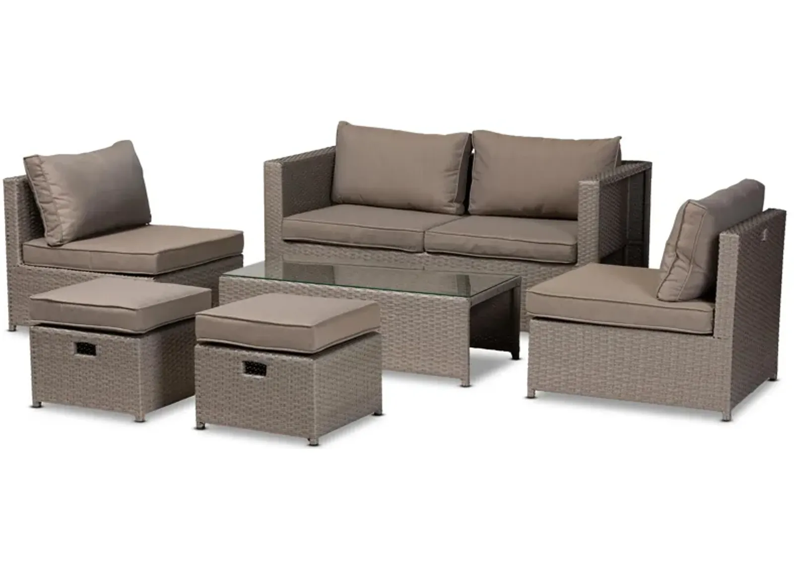 Haina 6-pc. Outdoor Patio Set in Black by Wholesale Interiors