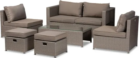 Haina 6-Piece Outdoor Patio Set in Black by Wholesale Interiors