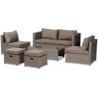 Haina 6-Piece Outdoor Patio Set in Gray by Wholesale Interiors
