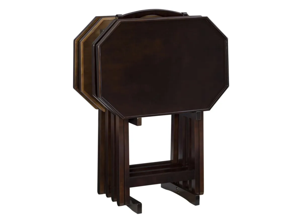 Oliver Tray Table Set in Espresso by Linon Home Decor