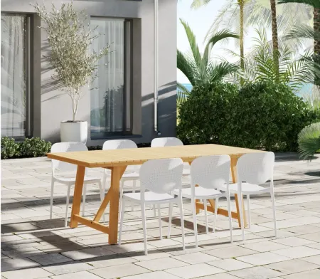 Amazonia Outdoor 7- pc. Teak Wood Dining Set in Brown;White by International Home Miami
