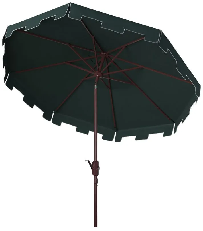 Zimmerman 11Ft Rnd Outdoor Market Umbrella in Dark Green by Safavieh
