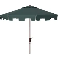 Zimmerman 11' Patio Umbrella in Dark Green by Safavieh