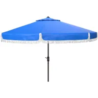 Murphy Fringe 9Ft Crank Outdoor Push Button Tilt Umbrella in Pacific Blue by Safavieh