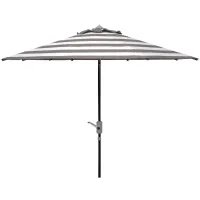 Iris 9' Patio Umbrella in Gray Stripe / White by Safavieh