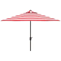 Iris 9' Outdoor Auto Tilt Umbrella in Red Stripe by Safavieh