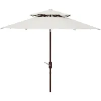 Lorenia 9Ft Double Top Market Umbrella in White by Safavieh