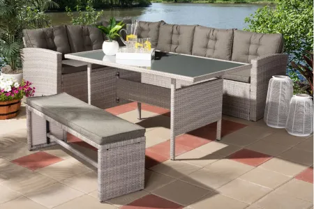 Eneas 3-pc. Outdoor Patio Lounge Corner Sofa Set in Brown;Gray by Wholesale Interiors