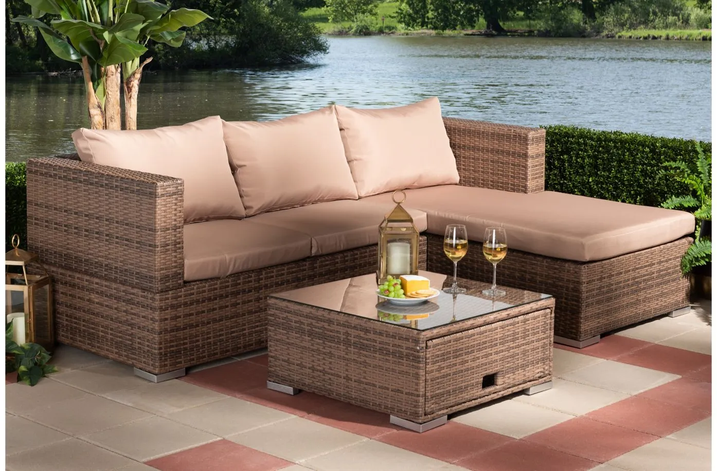 Addison 3Piece Outdoor Patio Set with Adjustable Recliner