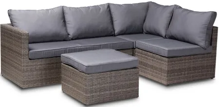 Pamela 4-Piece Outdoor Patio Set in Natural;White by Wholesale Interiors