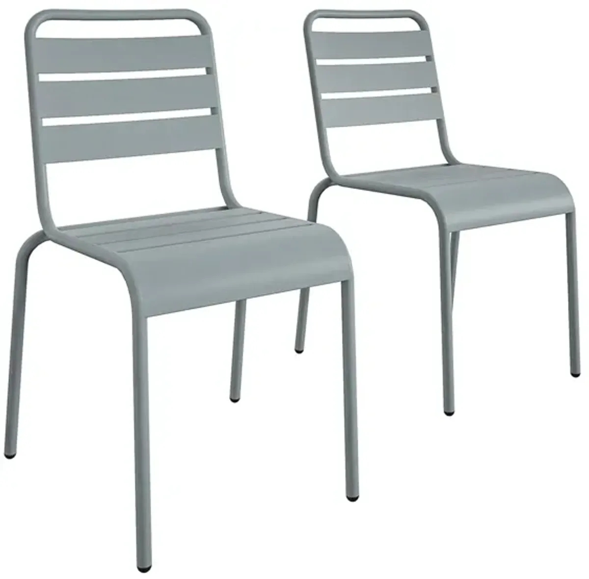 Novogratz Poolside Gossip Outdoor June Stacking Dining Chairs - Set of 2 in Light Gray by DOREL HOME FURNISHINGS