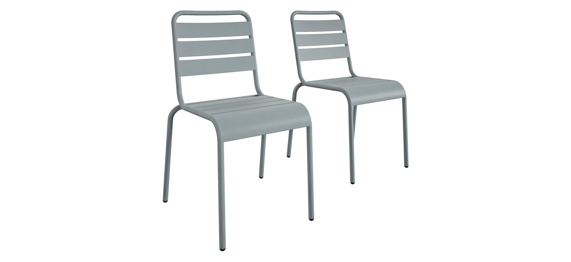 Novogratz Poolside Gossip Outdoor June Stacking Dining Chairs - Set of 2 in Light Gray by DOREL HOME FURNISHINGS