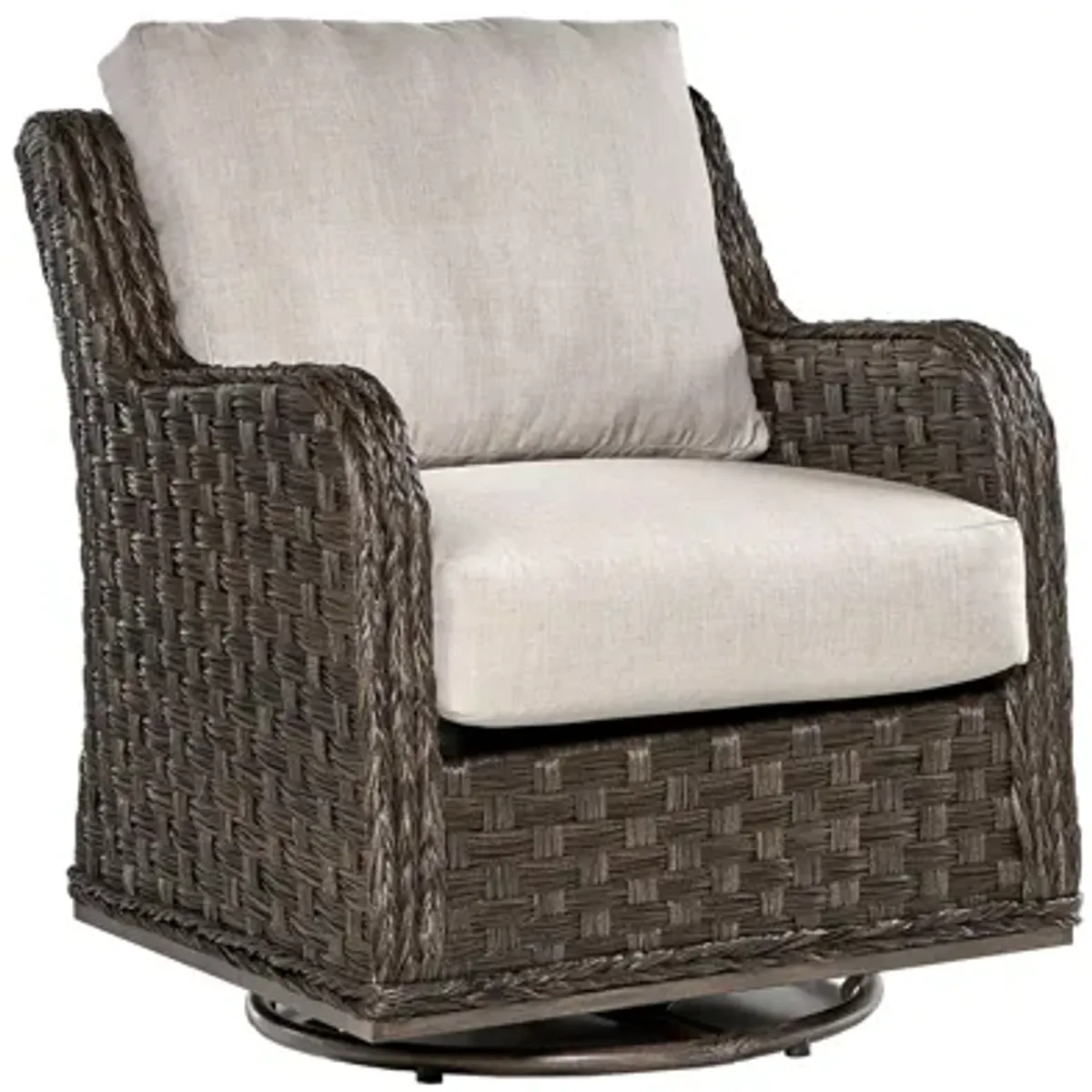 Grand Isle Dkc Outdoor Swivel Glider in Dark Carmel by South Sea Outdoor Living