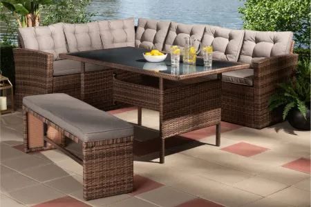 Angela 4-Piece Outdoor Patio Set in Light Brown;White by Wholesale Interiors