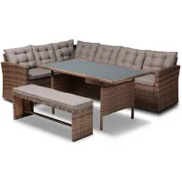 Angela 4-Piece Outdoor Patio Set in Gray/Brown by Wholesale Interiors