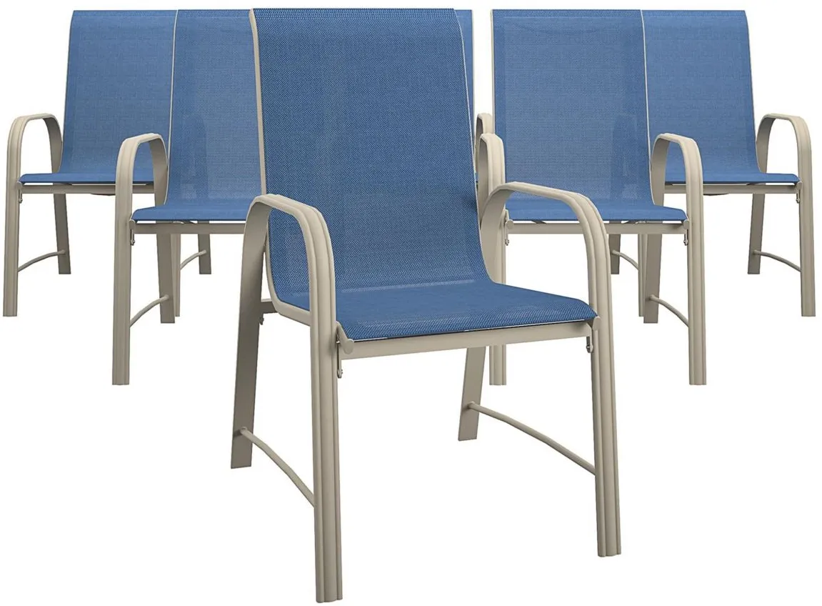 COSCO Outdoor Living Paloma Steel Patio Dining Chairs - Set of 6 in Navy by DOREL HOME FURNISHINGS