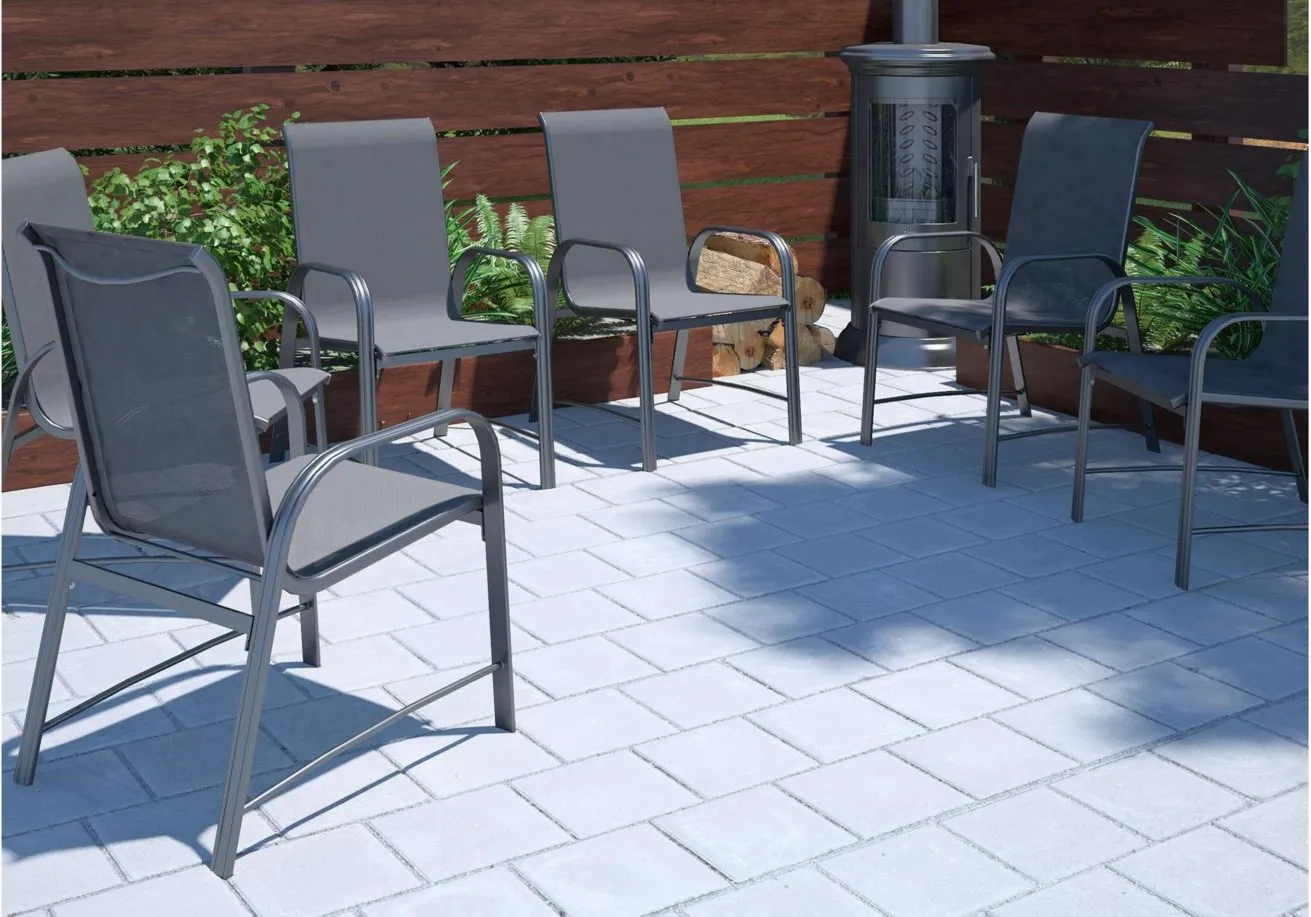 COSCO Outdoor Living Paloma Steel Patio Dining Chairs - Set of 6 in Charcoal by DOREL HOME FURNISHINGS