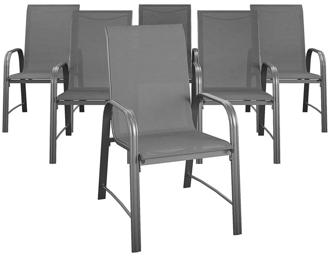 COSCO Outdoor Living Paloma Steel Patio Dining Chairs - Set of 6 in Charcoal by DOREL HOME FURNISHINGS